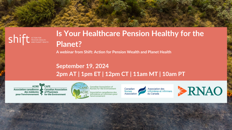 Webinar banner. In the background is a picture of a forest at the edge of a lake. Text indicates title, date, time, and sponsors of the webinar.  